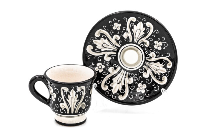 Tazzina caffe con piattino dec. C2 nero - immagine 2