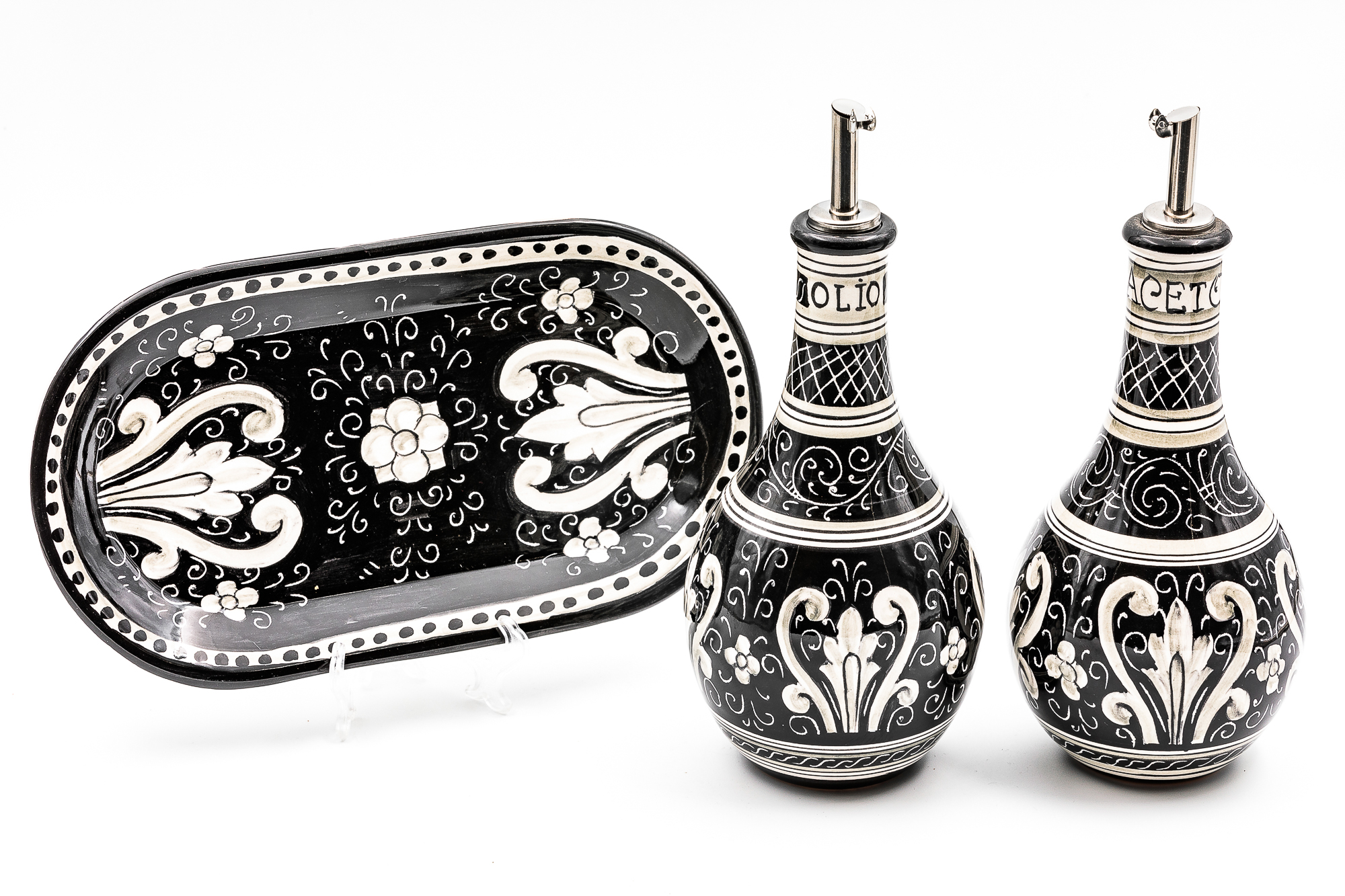 Oil &Vinegar set with Tray dec. C2 Black - Image 2