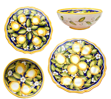 Piatto frutta dec. Blu limoni