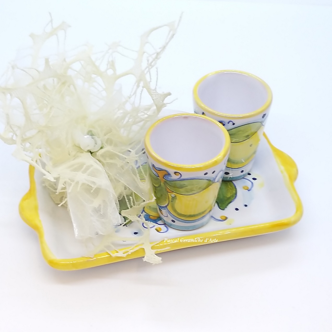 Limoncello glasses & Tray – Ceramiche d'Arte – Ravello