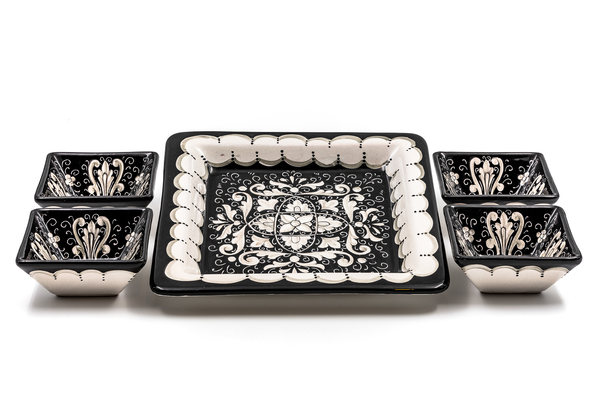 Appetizer set 4 pieces & square dish dec. C2 Black - Image 2