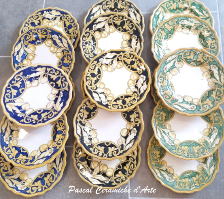 Monocromia Hand-painted appetizer plates, set of 6