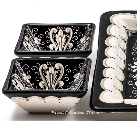 Appetizer set 4 pieces & square dish dec. C2 Black - Image 3