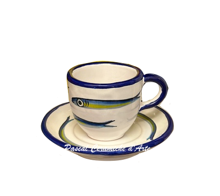 Espresso cup & saucer dec. Anchovies