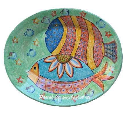 Oval Wall plate dec. Rainbow Fish