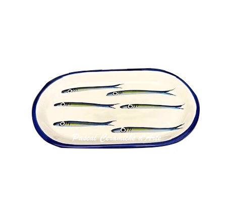 Small oval tray dec. Anchovies