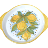Big round tray dec. Lemons & leaves