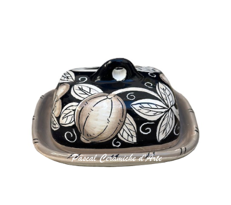 Small butter dish dec. Black lemons