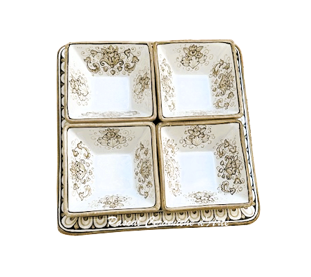 Appetizer set 4 pieces & square dish dec. City