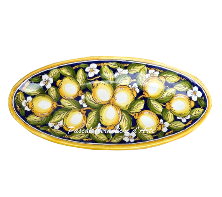 Oval fish platter dec. Blue Lemons