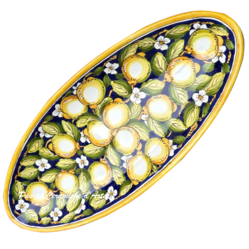 Oval fish platter dec. Blue Lemons - Image 3