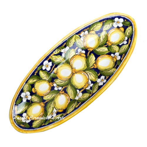 Oval fish platter dec. Blue Lemons - Image 2