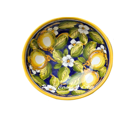 Blue Lemon cereal bowl hand-painted Italian ceramic