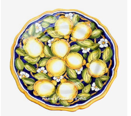 Blue Lemon dinner plate hand-painted Italian ceramic