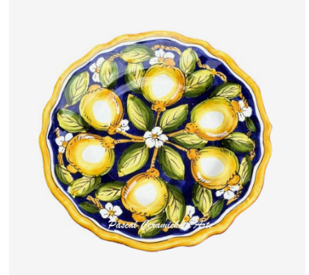 Blue Lemon salad plate hand-painted Italian ceramic