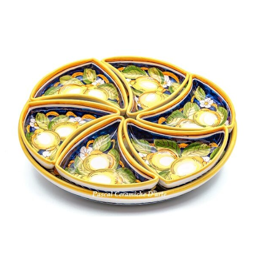 Blue Lemon round appetizer set with six bowls