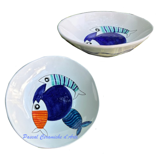 Pesce Allegro pasta bowl Blue Fish 1 hand-painted in Itlay