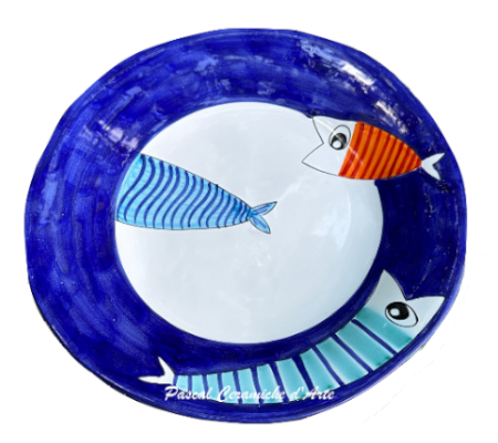 Pesce Allegro dinner plate Blue Fish 1 hand-painted in Italy